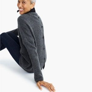 J. Crew Point Sur Button Back Waffle Sweater in Charcoal Grey
